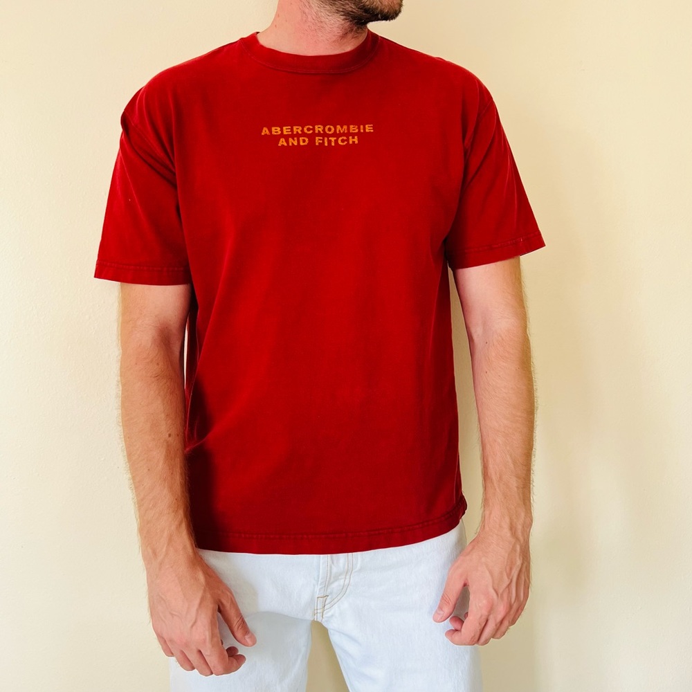 Vintage Abercrombie 100% heavy cotton t-shirt top red logo